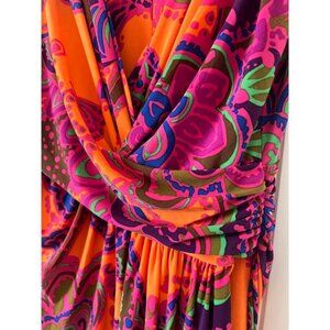 Lauren Ralph Lauren Paisley Faux Wrap Dress Orange Pink Sleeveless Jersey Midi 4